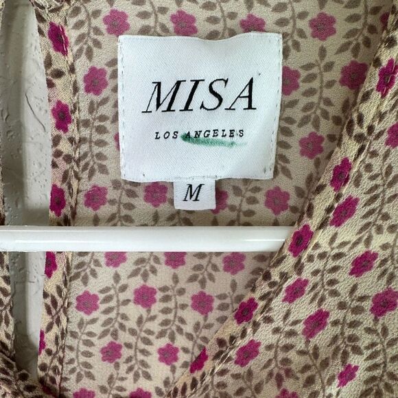 MISA Los Angeles Floral Mini Dress Ruffle Tiered Smocked Waist Size M - Picture 5 of 12